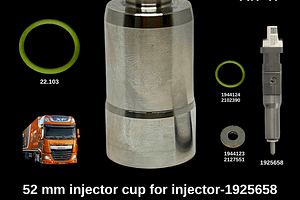 Camisa de inyector / Copa del inyector / Casquillo del inyector / Vaso del inyector / Copa porta-inyector 1629459 para inyector 1925658 DAF XF105 CF85 PACCAR MX-13 Euro 5 LENO